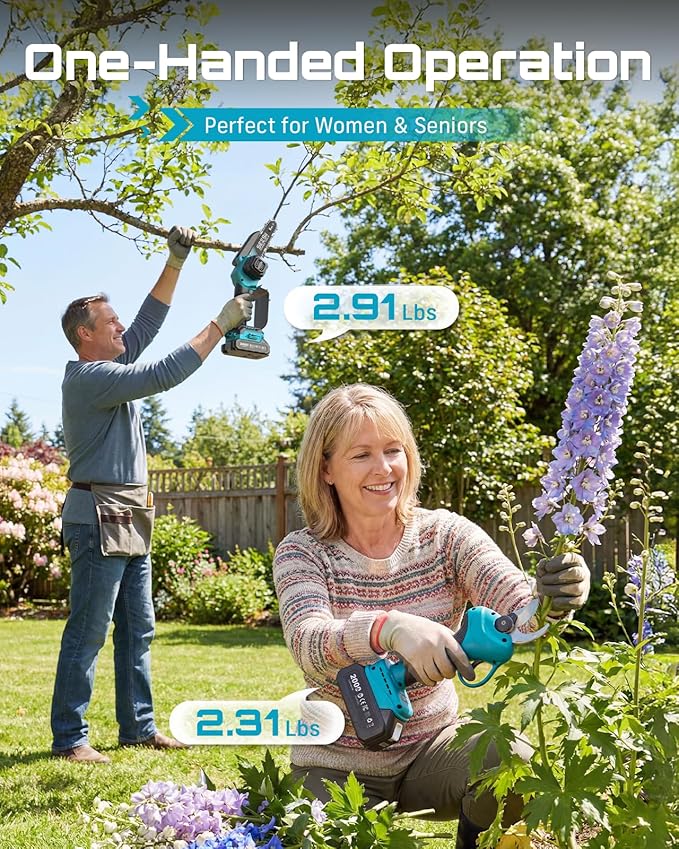 SEESII Mini Chainsaw & Electric Pruning Shears Combo, 6-inch Brushless Handheld Power Chain Saw, 1.2¡± Cutting Cordless Pruner for Tree Trimming, Tools Kit with 2x2000mAh Batteries, Fast Charger