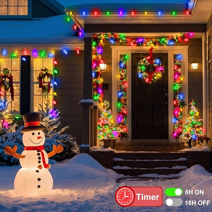 ZAIYW 66ft 100 LED C9 Christmas Lights String, Strawberry String Lights UL Plug C9 String Lights Green Wire Waterproof for Outdoor Roof Eaves Garden Yard Xmas Decor (Multicolor)