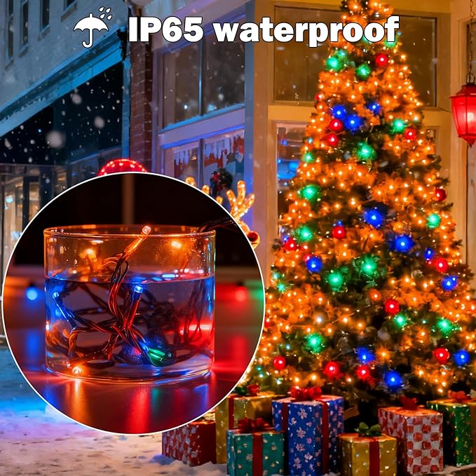 Upgrade 4 Pack Solar Christmas Lights Outdoor Waterproof, Color 400 LED Solar Fairy Lights, 8 Modes Solar String Lights for Outside Christmas Decorations Patio Yard Tree Garden