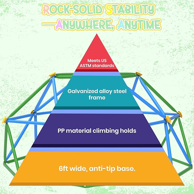 Gardenature 6FT Climbing Dome for Kids 3-8, Jungle Gym for Indoor and Outdoor, Geometric Dome Climber Supporting 440 Lbs Anti-Rust Metal Play Structure, Kids Gift Toys, ASTM Approved, Blue & Green