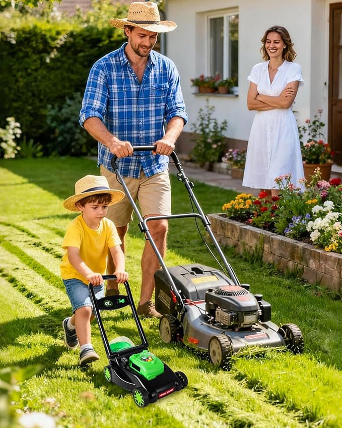 Kids Lawn Mower with Realistic Grass-Cutting Action and Sounds – No Batteries Required | Fun Outdoor Push Toy, Birthday Gift & Holiday Present for 3, 4, 5, 6, 7, 8 Year Old Boys and Girls (Black)