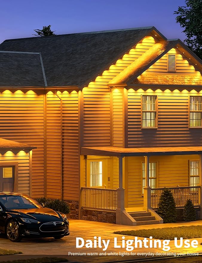 Permanent Christmas Eave Lights, 100ft with 72 RGB LED Lights, IP65 Waterproof, 49 Scene Modes, DIY Mode, Alexa/Google Compatible