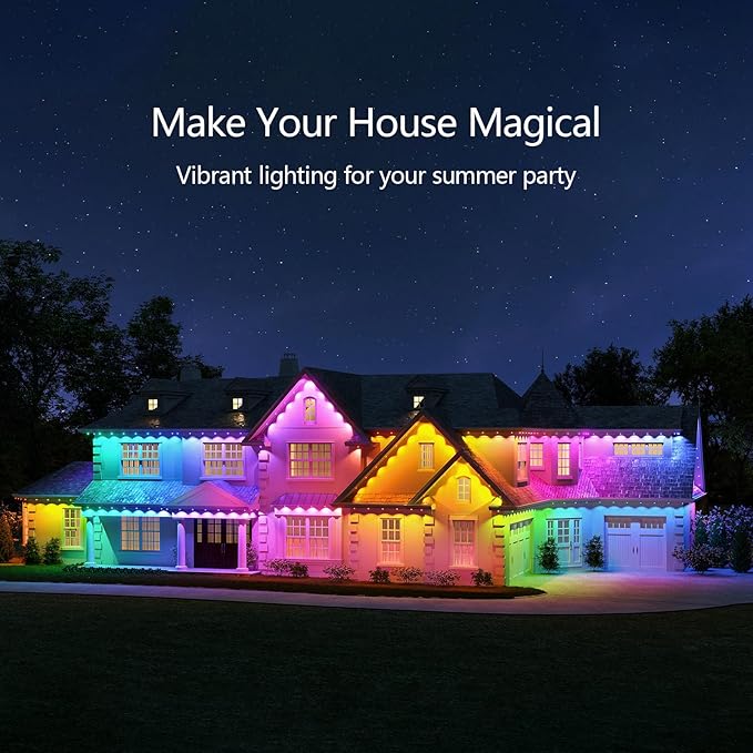 Permanent Outdoor Light,150ft Eave Lights with 120 LEDs, Smart RGB Outdoor LED Lights with Remote, 49 Scene Modes, IP67 Waterproof, Compatible with Alexa & Google Home