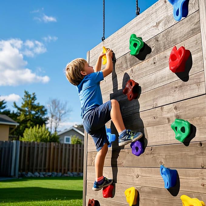 TOPNEW 25PCS Rock Climbing Holds for Kids, Large Climbing Holds for Play Set, Swingset - Adult Rock Wall Holds with Mounting Hardware for Indoor Outdoor Rock Climbing Wall