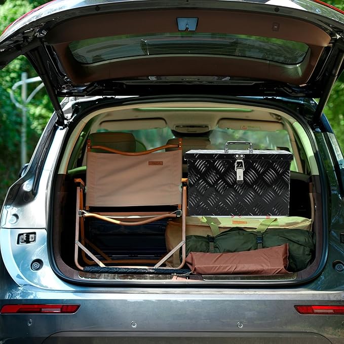 16 Inch Aluminum Tool Box, Truck Bed Storage Tool Organizer with Top Handle for Truck Trailer Pickup RV 16X7.5X10 Black