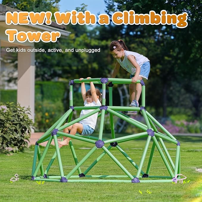Zupapa Monkey Bars Climbing Dome with Hammock - Sturdy & Portable Jungle Gym with Hammock for Kids, Backyard Playset for Toddlers, Active Outdoor Fun for Kids, Lightweight & Easy Assembly