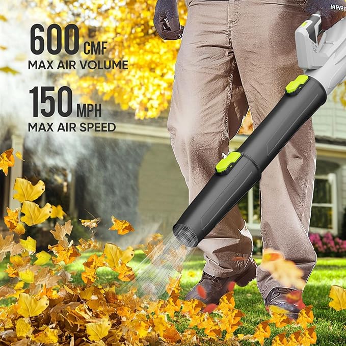 Steelite Leaf Blower Cordless with 2 Battery and Charger, 20V Electric Leaf Blowers, Lightweight Handheld Snow Blower for Lawn Care, Patio, Garden, Grey and Green