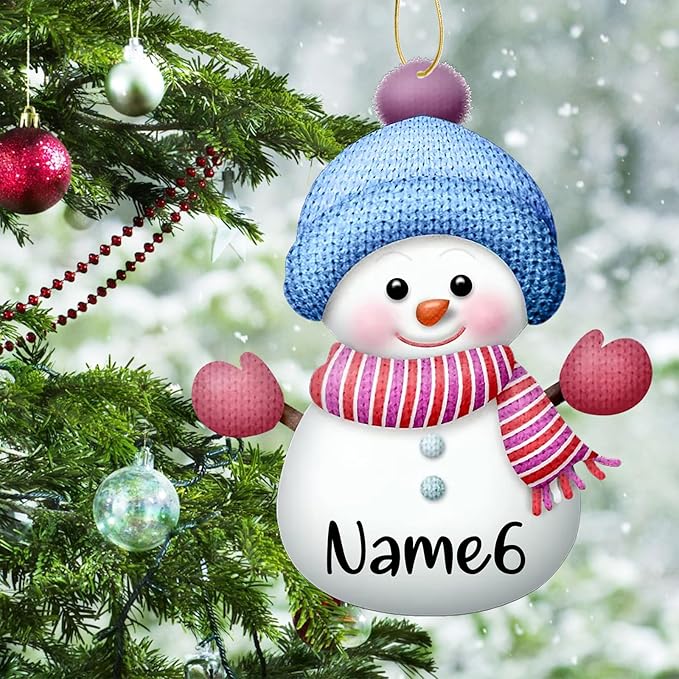 Personalized Christmas Ornaments 7PCS Custom Snowman Family Ornament Customized Family Ornaments with Names Snowman Xmas Tree Decorations Gifts - 3.15"（8cm）