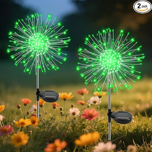 Garden Outdoor Lights, 2 Pack 120 LED Solar Garden Lights Fairy Lights Outdoor Waterproof Decorative Solar Firework Lights for Yard Patio Pathway Flowerbed Party Wedding Decor, Green