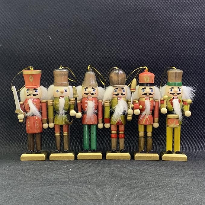 12 PCS Christmas Nutcracker Ornament Set, 4.7Inch Nutcrackers Tree Ornaments Set, Festive Collectible Gift for Winter Table Desktop Fireplace Decorations