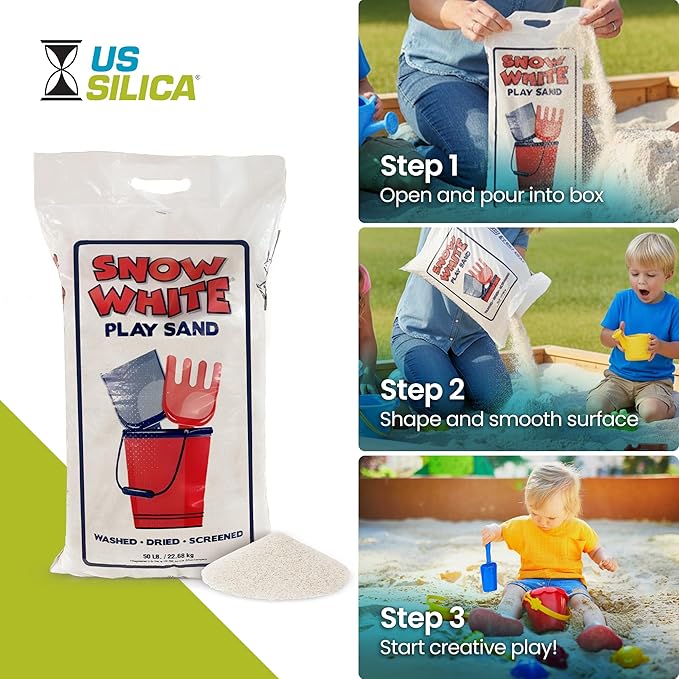 U.S. Silica 5 Pack Large 50 Pound Play Sand, Finely Graded, Fully Washed and Easy to Use for Children's Art, Trays, and Sandbox