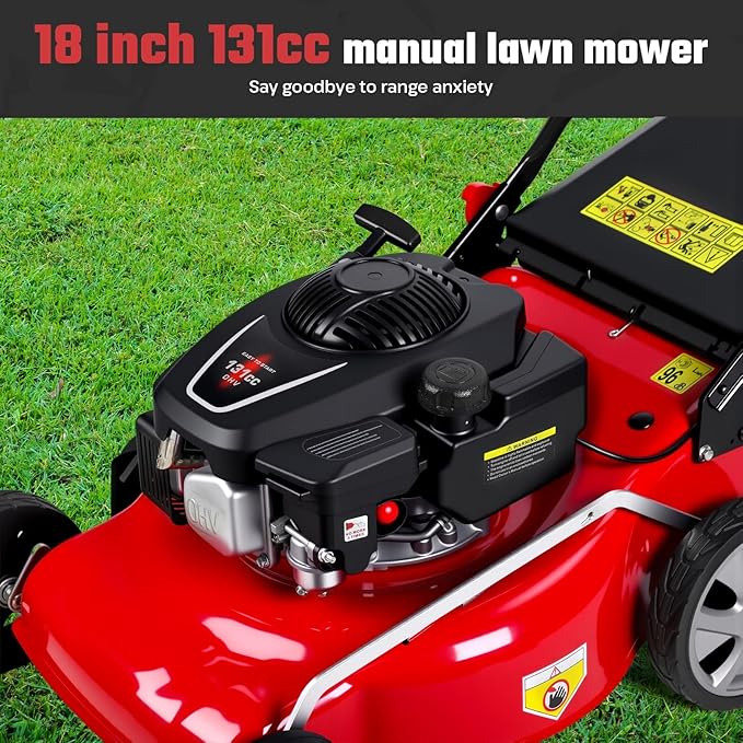 Foldable Self-Propelled Gas Lawn Mower with 131cc 4-Stroke Engine, 3-in-1(Bag/Mulch/Rear Discharge),8 Cutting Heights, Durable Steel Deck, Forced Air-Cooling System