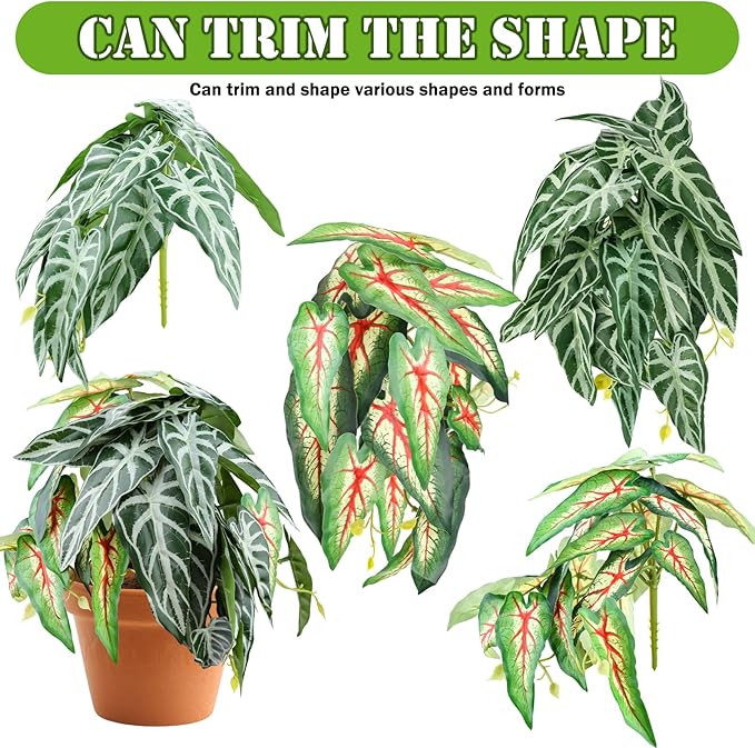 2 Pack Reptile Plants for Terrarium, Artificial Leaves Habitat Decorations with Suction Cups, Terrarium Hanging Plants Vines for Bearded Dragons Lizards Snake Geckos Frogs - red and White