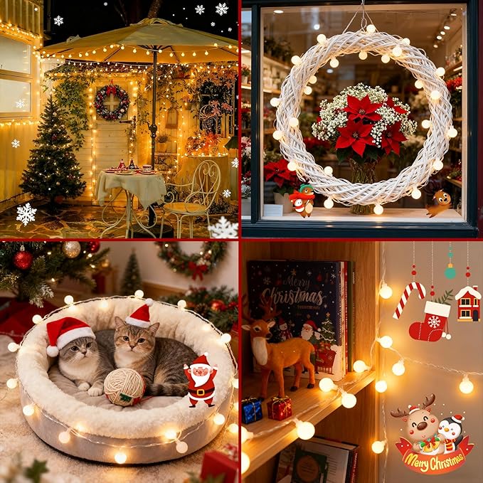 33FT 100LED Christmas Globe Lights Plug in 8 Modes with Remote,Indoor Outdoor Christmas Fairy Lights for Bedroom Party Wedding Garden Christmas Tree Decor(Warm White)