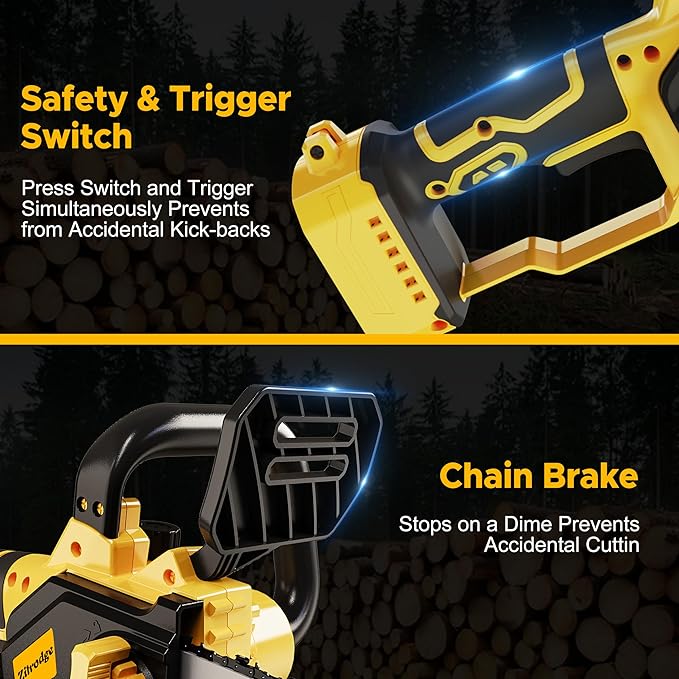 8“ & 10” Mini Chainsaw Cordless Battery Powered, Electric Chainsaw 2 in 1, Brushless Battery Chainsaws Handheld Chain Saw for Tree Branches, Courtyard, DIY, Garden, Gifts for Women Men Dad Husband