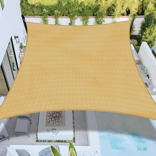 Sun Shade Sail 6'x12' Rectangle Shade Cloth for Garden, Permeable Shade Canopy Outdoor Patio Covers for Pergola Backyard Deck Outside Activity, Sand