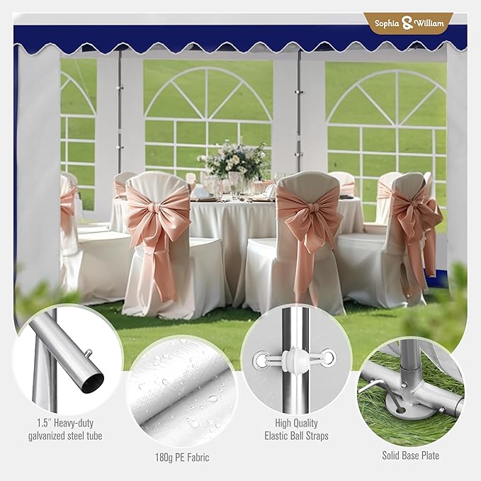Sophia & William Party Tent 16x32 ft, Outdoor Canopy Carpas para Fiestas Heavy Duty, Large Waterproof Patio Event Wedding Tent White with Sidewalls for Backyard