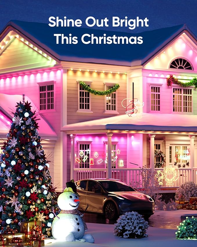 eufy Permanent Outdoor Lights E22, 100ft with 60 Triple-LED Lights, Smart RGBWW, Daily and Holiday, Up to IP67 Waterproof, AI Lighting Themes for Halloween, Christmas, Links with Cameras, Black