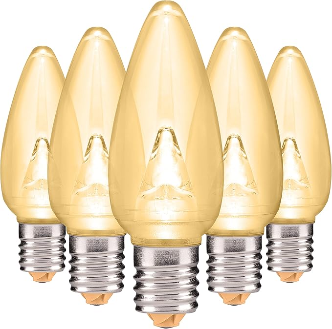 Holiday Lighting Outlet Smooth C9 Christmas Lights | Sun Warm White LED Bulbs for Indoor & Outdoor Christmas Decor | Set of 25