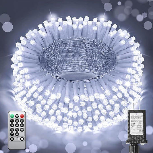 120FT 380 LED Christmas String Lights, 8 Modes Plug in Fairy Lights Connectable, Timer & Memory, Indoor Outdoor Twinkle Light for Christmas Tree Yard Outside Bedroom Classroom Decoration, Cool White