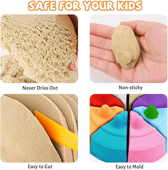 FlexiSand 11 Lbs Fun Sand for Kids, Safe Non-Toxic Eco-Friendly Molding Sand for Stress Relief&Skill Development,Easy-to-Shape Mess-Free Formula Enhances Imagination&Creativity (Original Color)