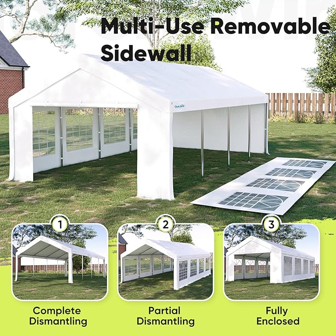 Quictent 13x26 Party Tent Heavy Duty Outdoor Canopy Tent Carport Wedding Event Shelter BBQ Wedding Tents for Parties with Storage Bags(Church)
