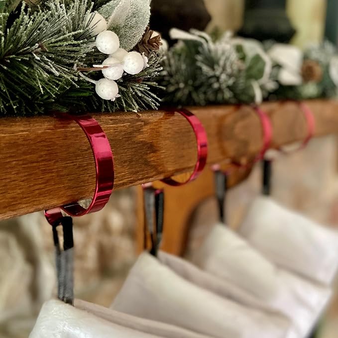 Haute Decor The Original MantleClip Stocking Holder - 4 Pack (Magenta Rose) - Hang Christmas Stockings Safely and Securely