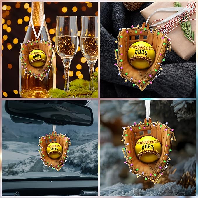 FLAGWIX Christmas Softball Gifts for Girls 8-12, Softball Ornament - 2D Acrylic Ornaments 2025 for Christmas Tree Decorations - Gifts for Sporty Girls, Coach, Sports Ornament Decor
