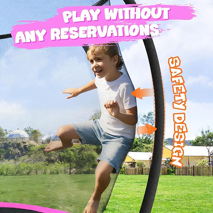 Trampoline 8FT 10FT 12FT 14FT 15FT 16FT, Recreational Trampolines with Enclosure Net and Ladder, Outdoor Anti-Rust Trampolines for Kids and Adults, ASTM Approved