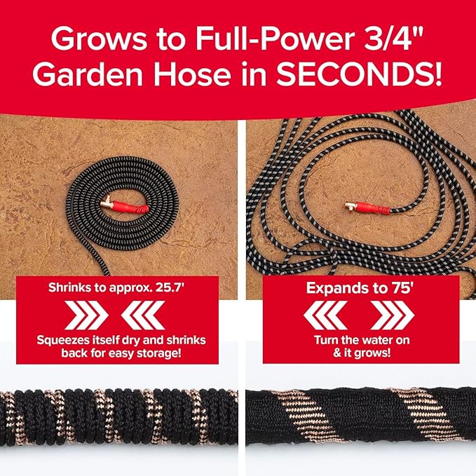 Pocket Hose Copper Head Expandable Garden Hose 75ft with Pocket Pivot, No Tangles, AS SEEN ON TV, 360¡Æ Swivel, Tri-Tex Tubing, Force Field Jacket, Lead-Free, No-Kink, Anti-Burst w/APT