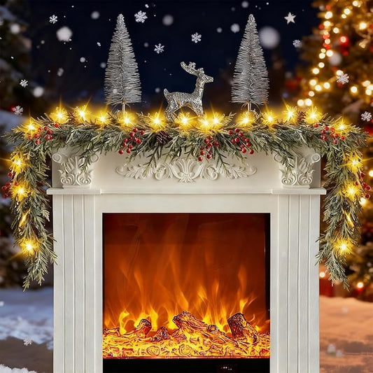 Christmas Garland with Lights Pine Garland Lighted Prelit Christmas Garlands for Mantle Stairs Xmas Garlands Lighted Garland Battery Operated Home Decor Christmas Decorations Outdoor Indoor