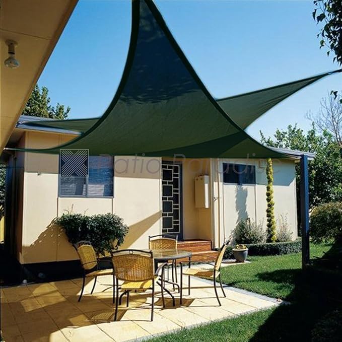 Patio Paradise 8' x 8' x 8' Sun Shade Sail Triangle Canopy Shade Cloth Fabric Sunlight Block Patio Pergola Cover HDPE Deck Awning for Outdoor Backyard Roof Shading, Green