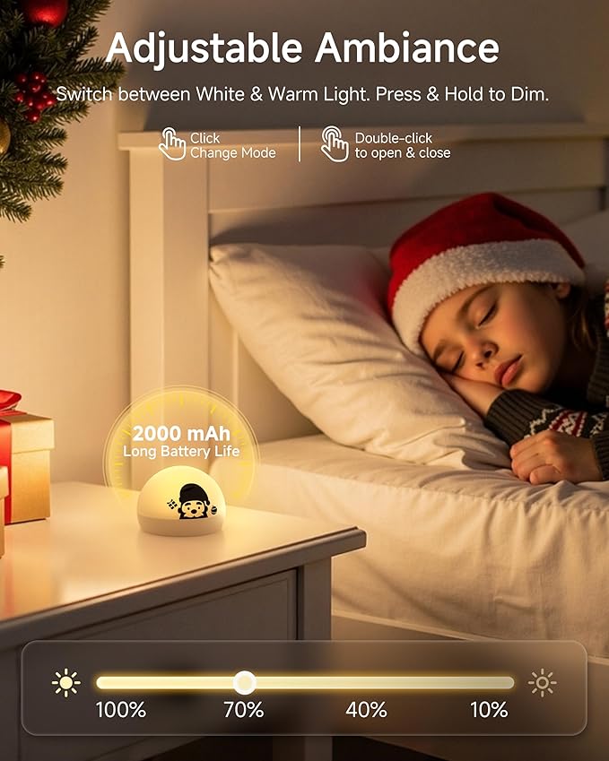 ZEEHOO Santa Night Light, Christmas LED Atmosphere Lamp with Santa Silicone Cover, Portable Wireless Egg Lamp for Xmas Decoration, Dimmable Bedside Night Light, Kids Gift, Christmas Lights for Room