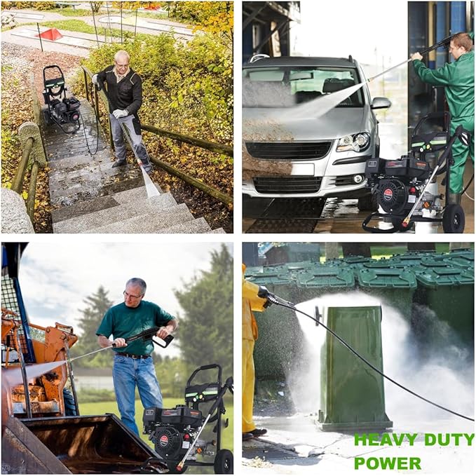4200PSI Gas Pressure Washer 4.0GPM Gas Power Washer 212CC Gas Powered Washing Machine Commercial High Pressure Washer with 25ft Hose&5 Nozzles for Patio Garden Yard Vehicle