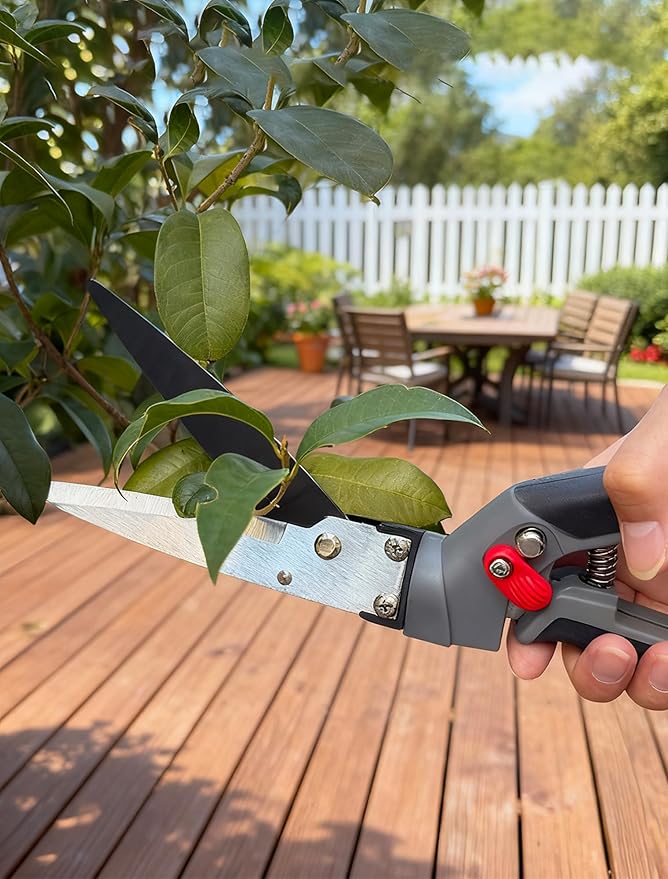 Grass Shears, 340¡Æ Swivel Stainless Steel Blades, Sharp Handheld Gardening Clippers Plant Tools Cutting Scissors, Multi-Purpose Lawn Edging Trimmer Shears for Garden Grass