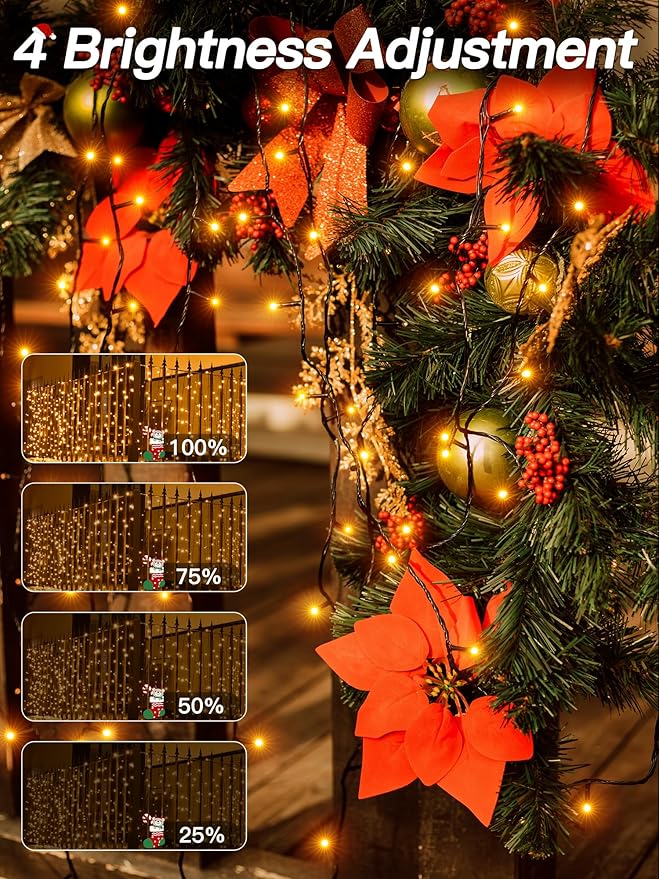 Christmas Lights 263FT 800 LED, Christmas Tree Light with 8 Lighting Modes, Outdoor Waterproof String Lights with Remote and Timer, Xmas Light for Holiday Decor (Warm White)