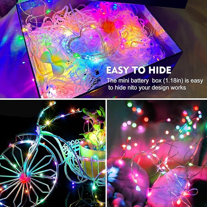AIKEI 6 Pack LED Fairy Lights Battery Operated, String Lights Waterproof 7 Feet 20 Led Firefly Starry Lamps for Wedding Party Bedroom Garden Halloween Christmas Decoration Colorful