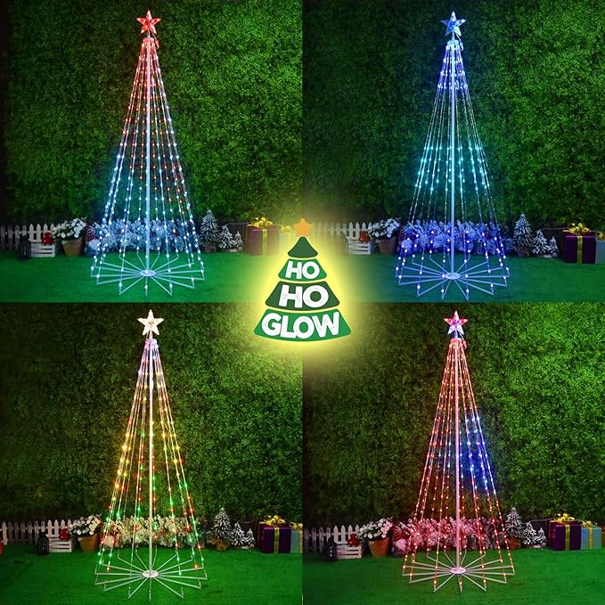 Indoor and Outdoor 8ft 355 Smart LED Christmas Tree with Adjustable Lights Music Modes, and Scenes with App Control, Pre-Lit Seasonal Decoration