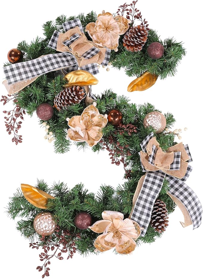 WBHome 9 Feet/108 Inch Christmas Garland Woodland Themed Holiday Decorations