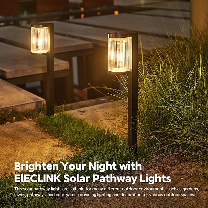 Solar Pathway Lights Outdoor, 4 Pack Upgraded Outdoor Solar Lights for Outside Super Bright Up to 12Hrs, IP65 Waterproof Solar Garden Lights for Yard Path Walkway Decor Landscape Lighting
