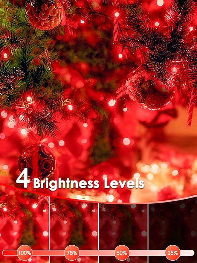 Voice Control Connectable 2PK 164FT 400LED Christmas String Lights Indoor Outdoor with Remote | Smart Twinkle Fairy String Lights 12 Modes & Timer for Xmas Tree Decor (Red)