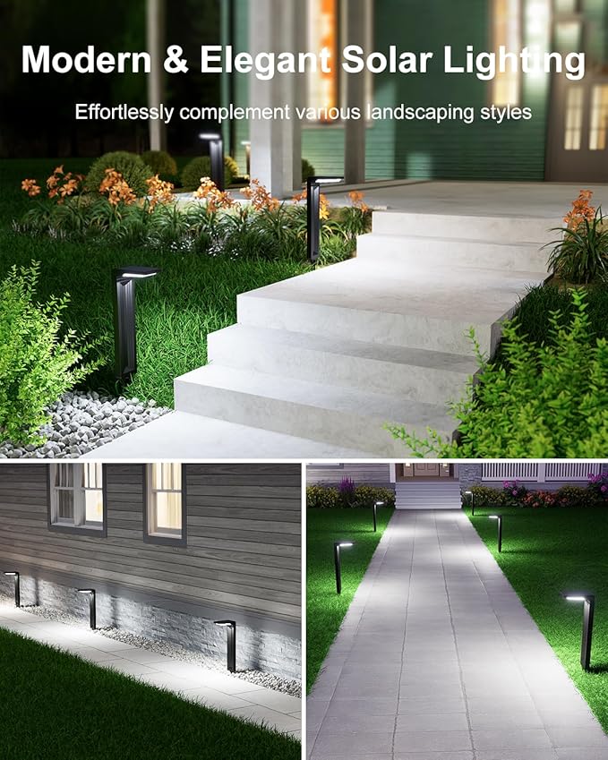 Solar Pathway Lights Outdoor 30 LED Solars Powered Lamp Dusk to Dawn Waterproof for Garden Lighting Outside, Patio, Path, Yard, Walkway, Driveway (Cool White, 6 Pack)