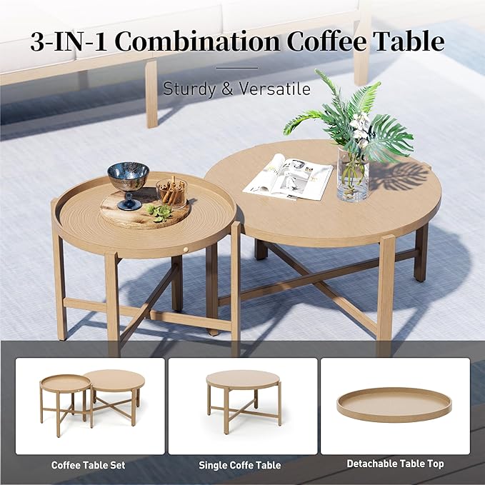 Patio Conversation Set,5 Pcs Metal Outdoor Furniture with 3-Seater Sofa,2 Single Chairs,Metal Nested Table and 5.75" Extra Thick Cushion for Lawn Garden Backyard,Beige
