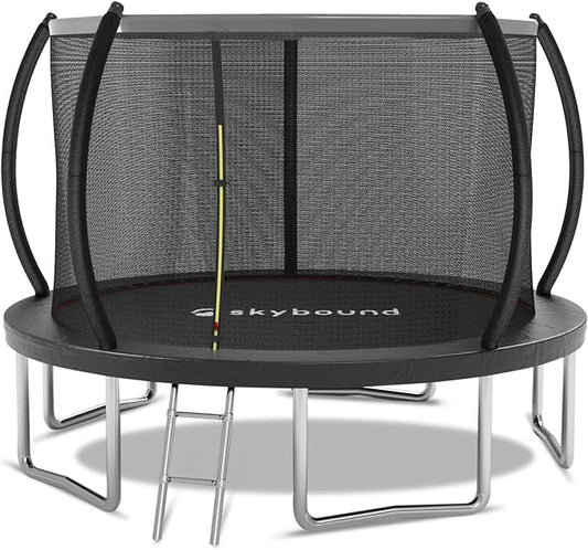 SkyBound Trampoline with Curved Safety Padded Poles - Large Outdoor Backyard ASTM Safety Approved Trampolines for Kids & Adults - Heavy Duty Recreational Outside Trampoline with Safety Net