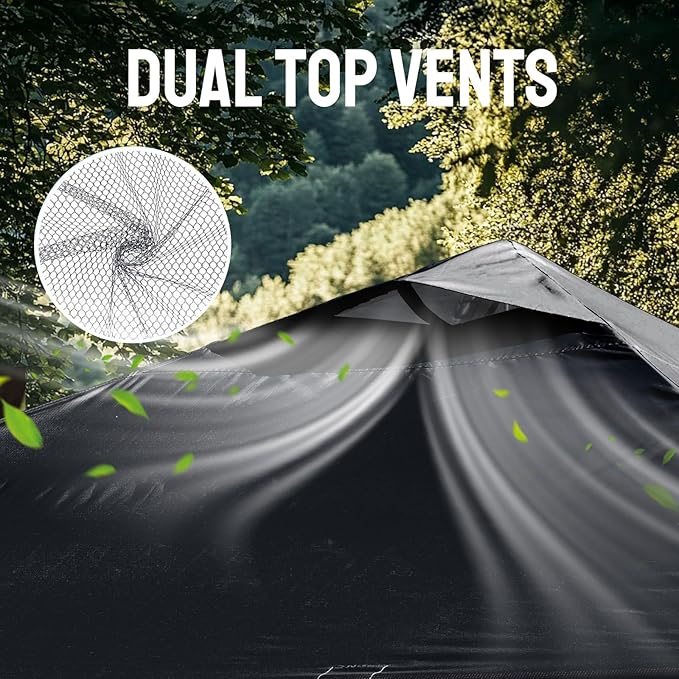 CROWN SHADES 10x10 Pop Up Canopy Tent - Patented Center Lock One Push Instant Outdoor Canopy Beach Tent with STO-N-Go Bag 8 Stakes & 4 Sand Bags，Black