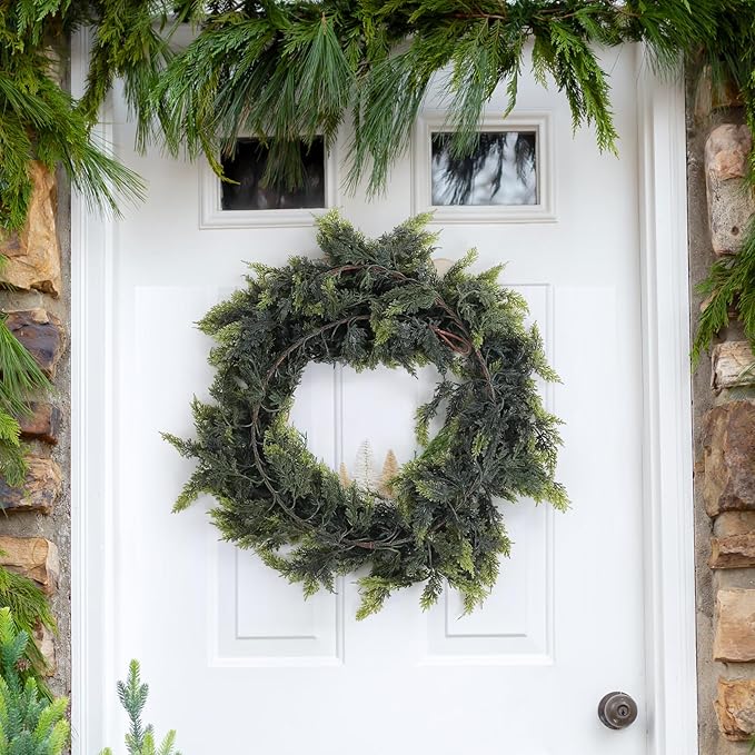 Norfolk Pine Christmas Garland - Real Touch Pine Garland, Green Artificial Greenery Garland for Holiday, Fireplace, Mantle, Window, Stairs, Indoor, Outdoor Décor (180cm - Encrypted B)