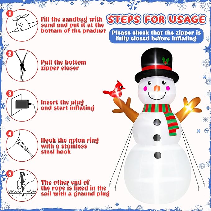 15FT Christmas Snowman, Huge Blow Up Snowman Inflatable Decor, Lighted Xmas Inflatables for Lawn Yard Holiday Party