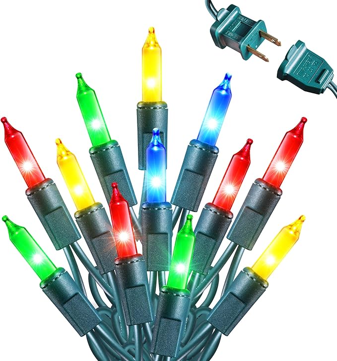 Christmas Lights -1 Pack 21.5FT 100LED Conectable Waterproof String Lights Brighter Detachable Plug-in Lights Indoor & Outdoor for Christmas Decoration(Mulitcolor)