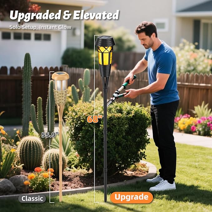 Flickering Flames Torch Light Solar Garden Lights Waterproof Landscape Lighting - 4 Pack