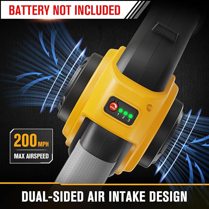 Cordless Leaf Blower Compatible with DEWALT 20V Max Battery (Tool Only) 200MPH Small Electric Leaf Blowers w/ 3 Speeds Mode, Lightweight Mill Leaf Blowers Battery Powered for Patio